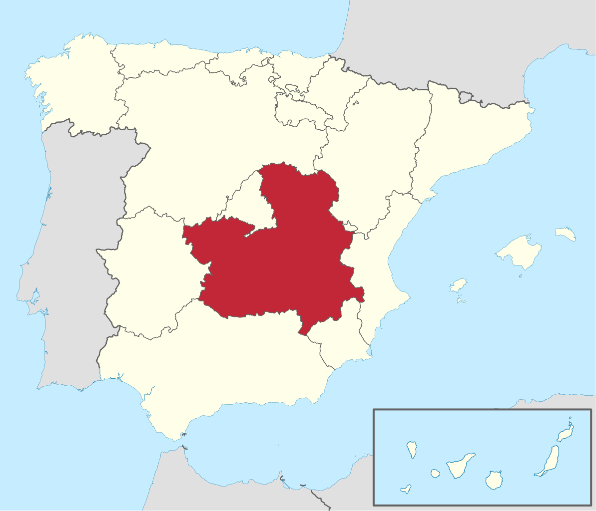 Castilla La Mancha in Spain plus Canarias.svg