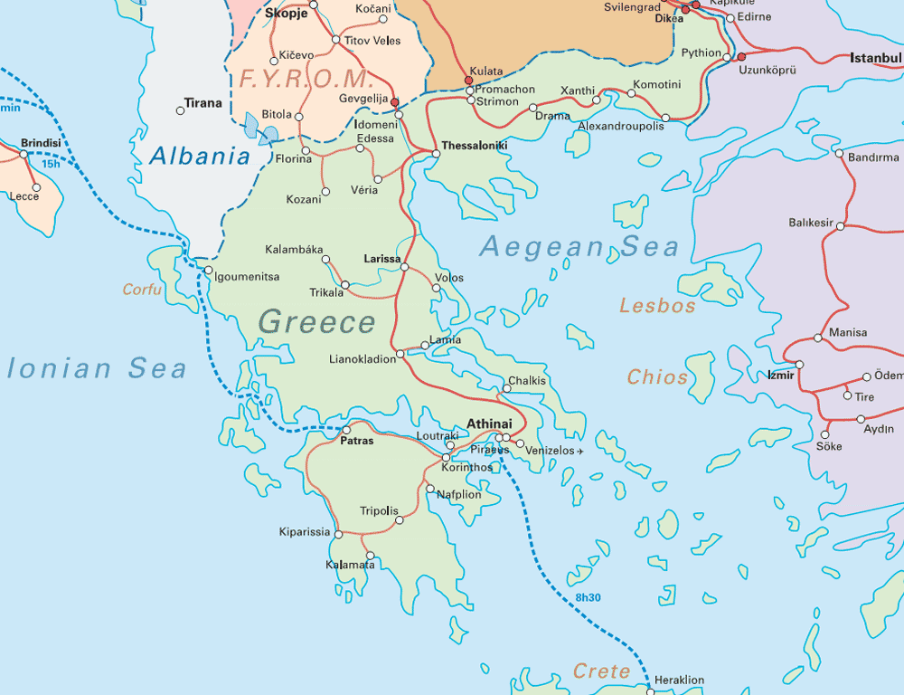 interrail map greece