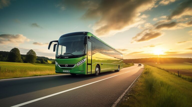 contentcreativestudio realistic photo of a flixbus on a highway d9ceb057 a334 4ec7 9f8b 4772f8af42bb 1