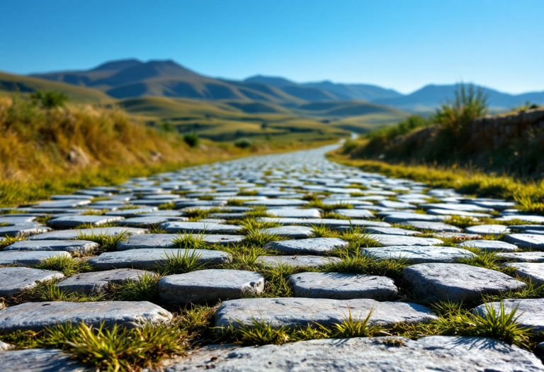Immagine storica del Lametino con viaggiatori antichi