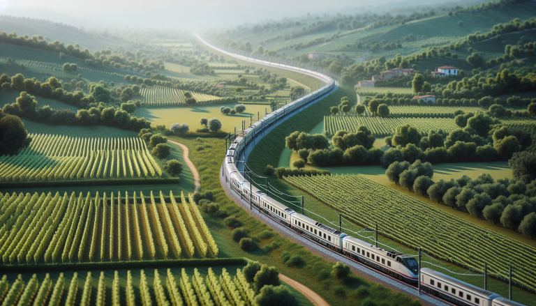 Treno regionale che attraversa paesaggi italiani