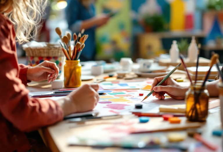 Bambini partecipano a un laboratorio creativo alle Scuderie Aldobrandini