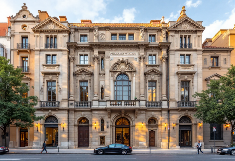 Interno del museo Picasso a Barcellona con opere d'arte