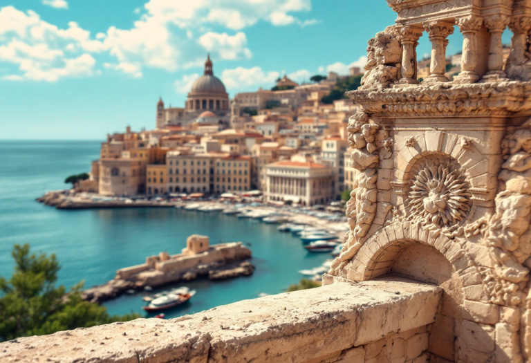 Panorama di Siracusa con il mare e antiche rovine