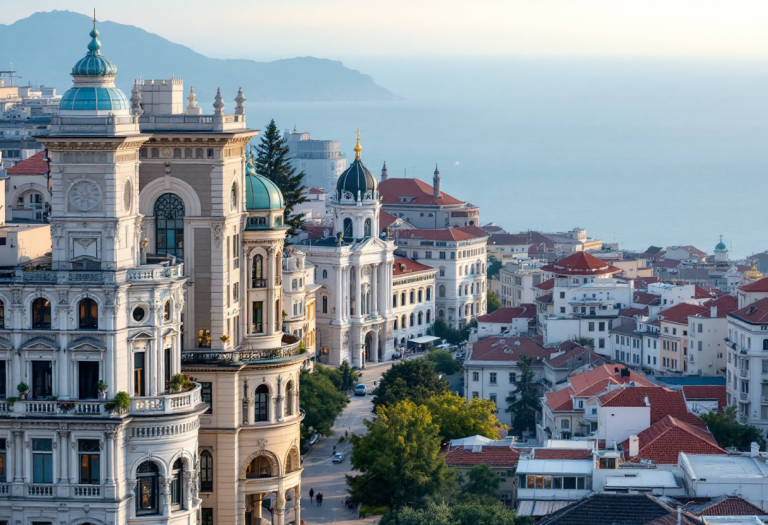 Vista panoramica di Batumi con il mare e l'architettura moderna