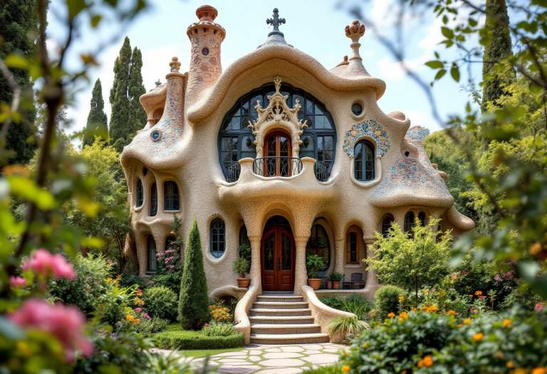 Vista dell'El Capricho, opera di Gaudí in Cantabria