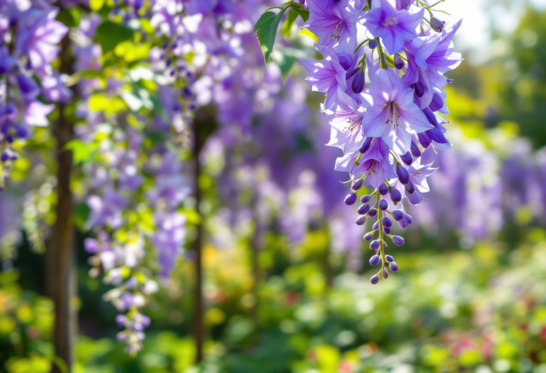 Glicini in fiore a Villa della Pergola in Liguria