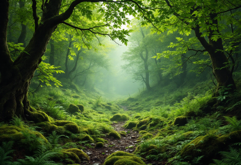 Panorama della foresta di Brocéliande, regno di Merlino