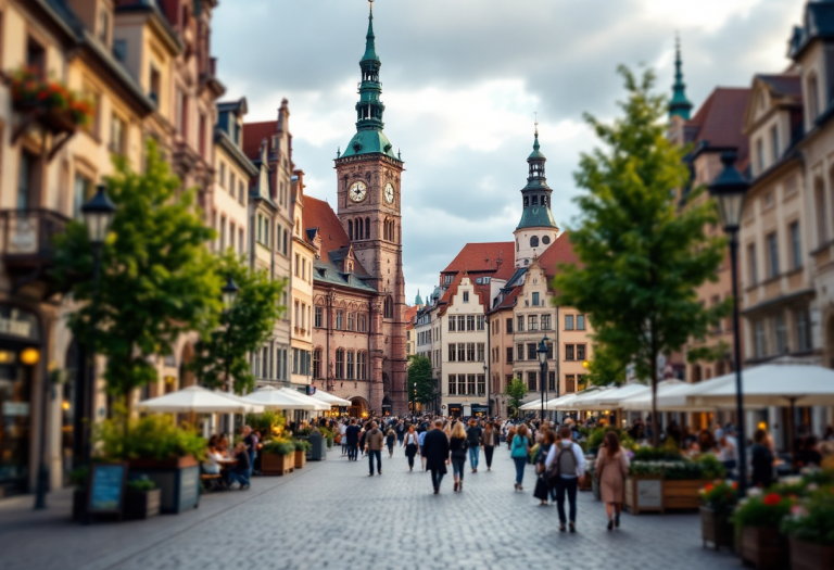 Vista panoramica della Marktplatz di Stoccarda