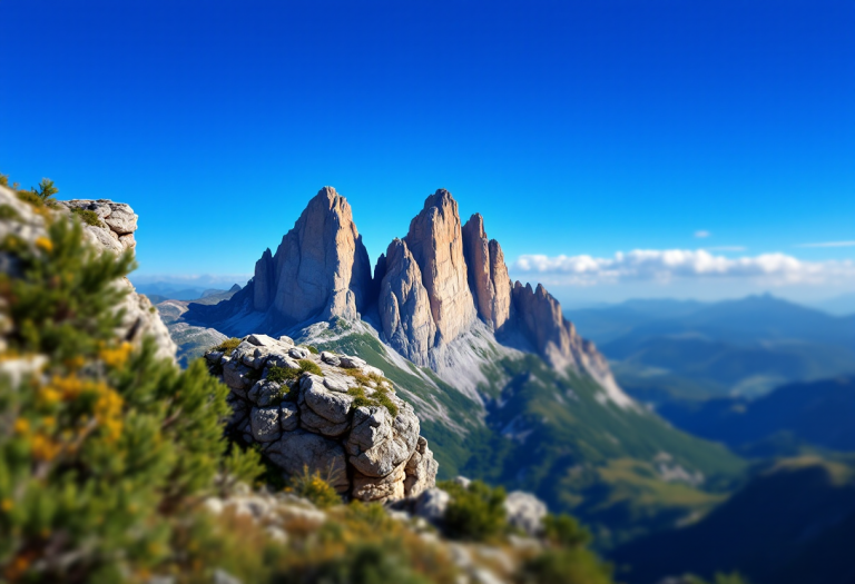 Vista panoramica del Monte Tre Pizzi immerso nella natura
