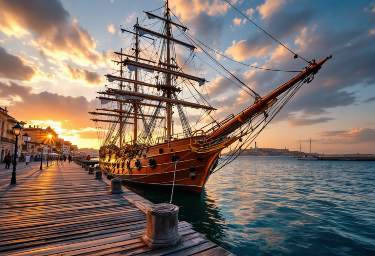 La nave scuola Amerigo Vespucci in porto ad Ancona