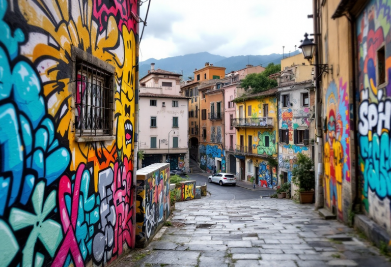 Murales artistici su Pizzo Sella che raccontano storie