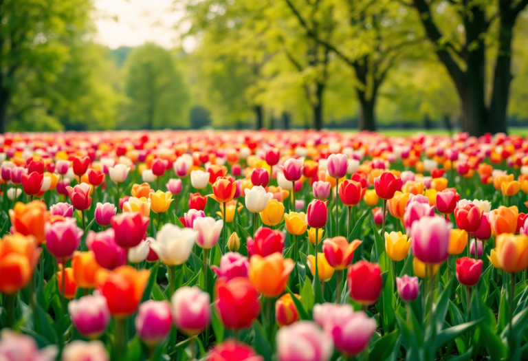 Paesaggio primaverile nel Nord Europa con fiori e natura