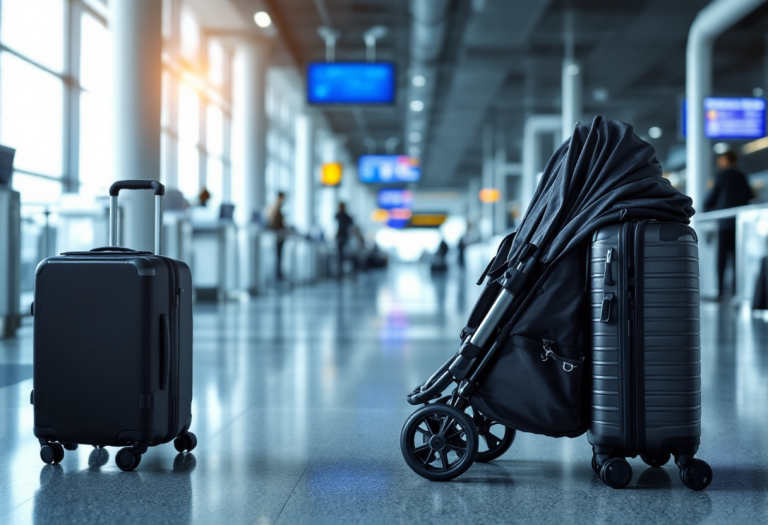 Passeggino pronto per il trasporto in aereo