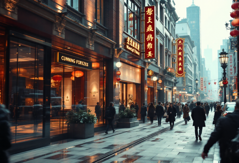 Vista di Wangfujing Street, il centro commerciale di Pechino
