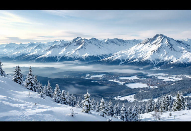 Panorama invernale di Zakopane con montagne innevate