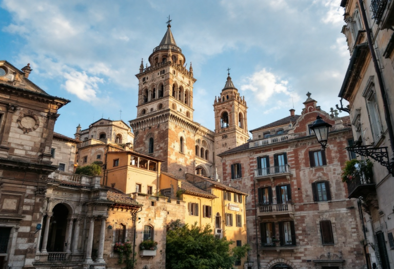 Vista panoramica di Ascoli Piceno con arte e cibo tipico