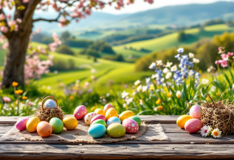 Famiglie che partecipano a attività pasquali in Italia