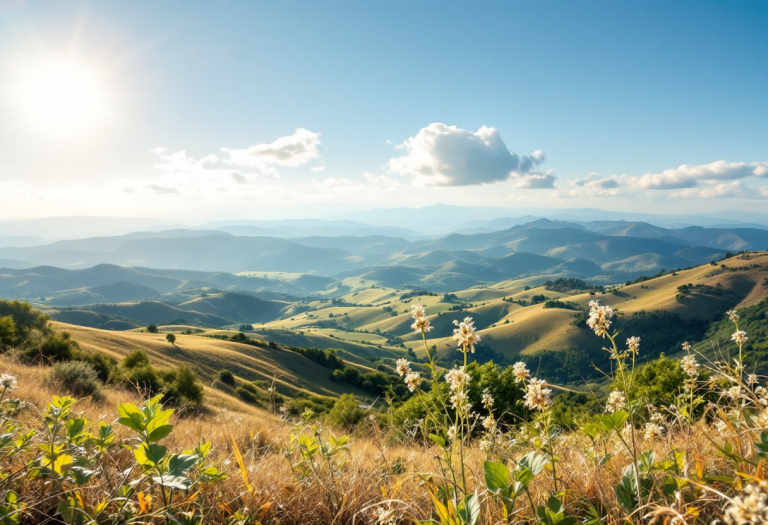 Panorama delle montagne toscane con natura incontaminata