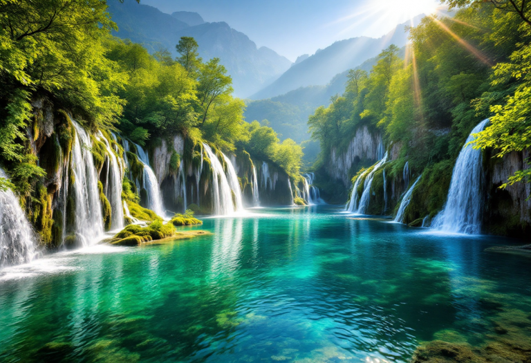 Panorama primaverile del Parco Nazionale dei Laghi di Plitvice