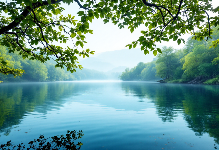 Persone che si rilassano al lago per migliorare la salute