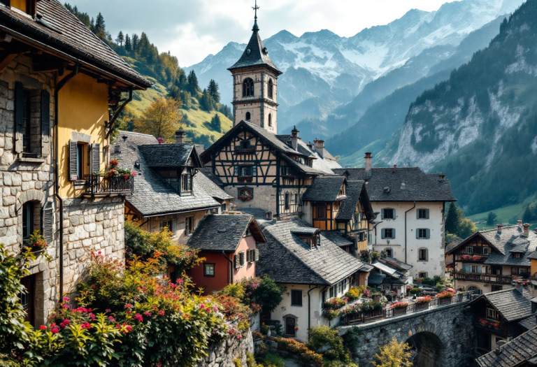 Vista panoramica di Breil-sur-Roya tra le Alpi Marittime