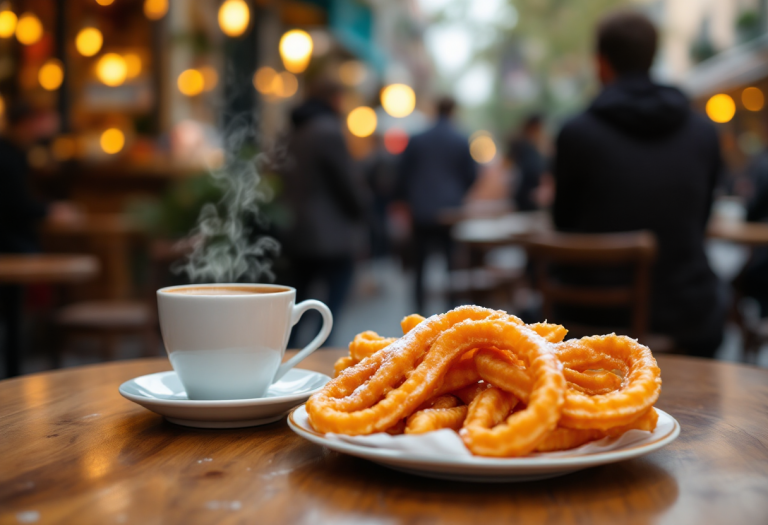 Deliziosi churros con cioccolata calda tipici di Madrid