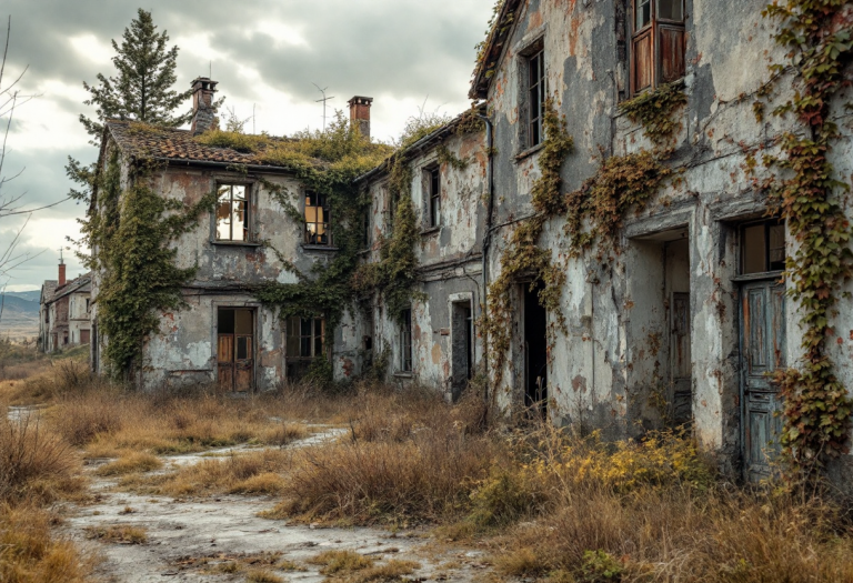 Immagine di una città fantasma in Europa, simbolo di decadenza