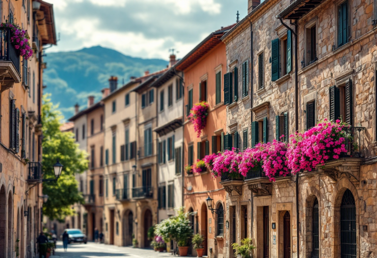 Panorama di Foligno con arte e piatti tipici locali