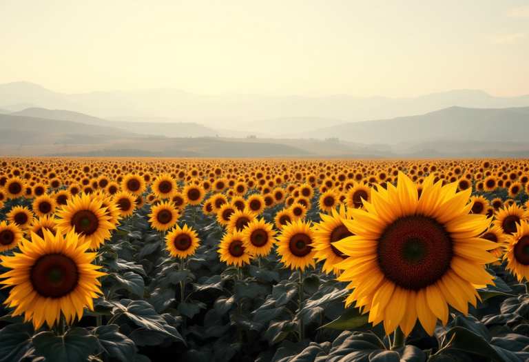 Campi di girasole fioriti in Italia durante l'estate