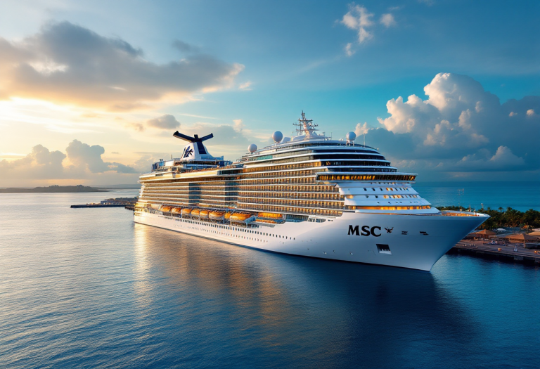 Nave da crociera MSC World America con altalena