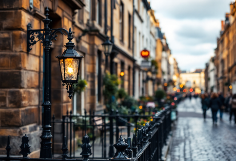 Panorama dei quartieri di Edimburgo con attrazioni turistiche
