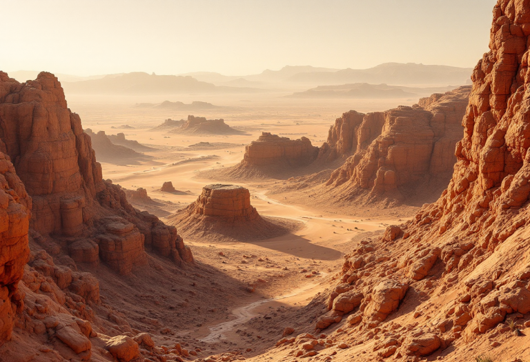 Vista aerea dell'Occhio del Sahara nel deserto