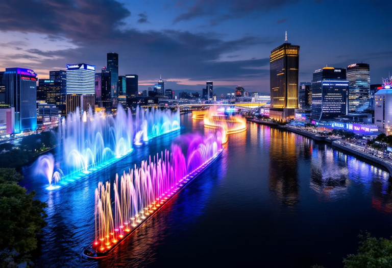 Vista notturna dell'Osaka Night Cruise all'Expo 2025