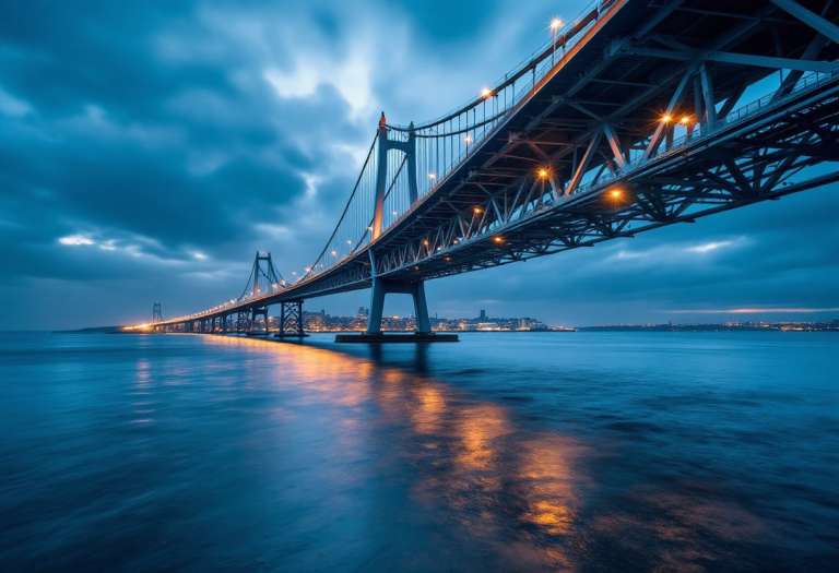 Vista panoramica del ponte di Øresund tra Danimarca e Svezia