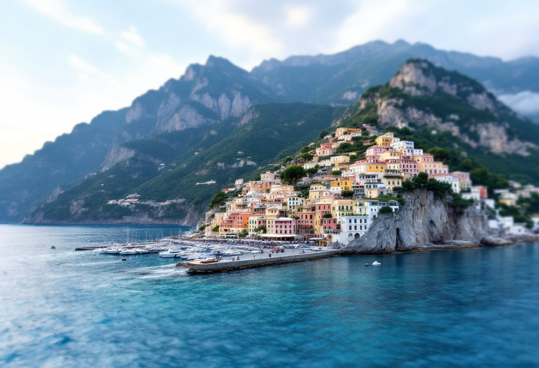 Vista panoramica di Positano sulla costiera amalfitana