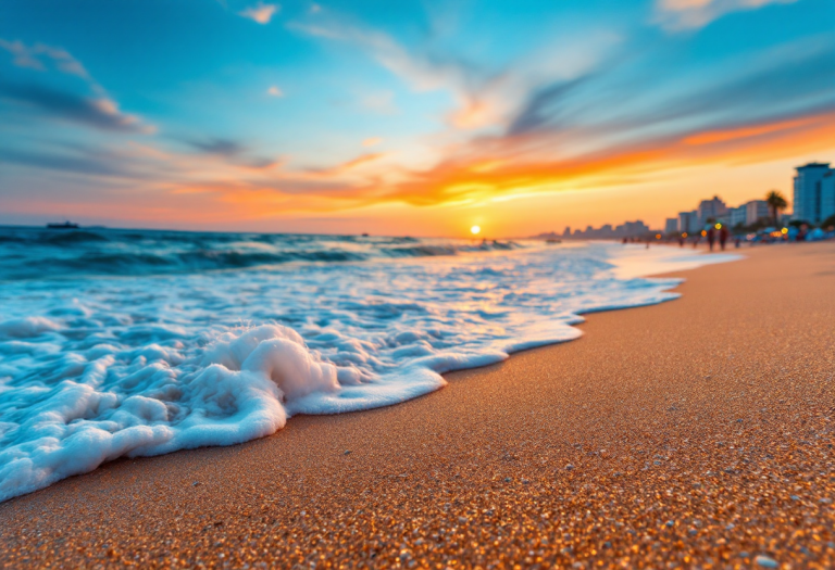 Vista panoramica di Rimini con arte e mare