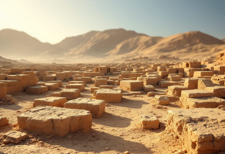 Rovine archeologiche della città di Kom el-Nugus in Egitto
