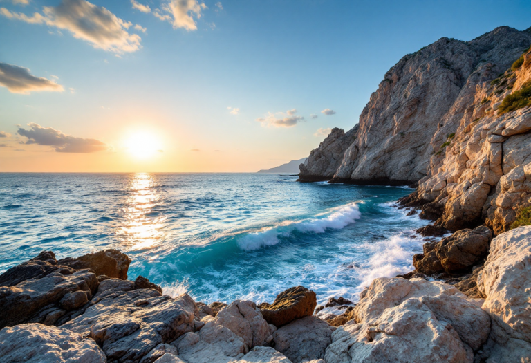 Spiaggia della Sardegna con acque cristalline e cultura locale