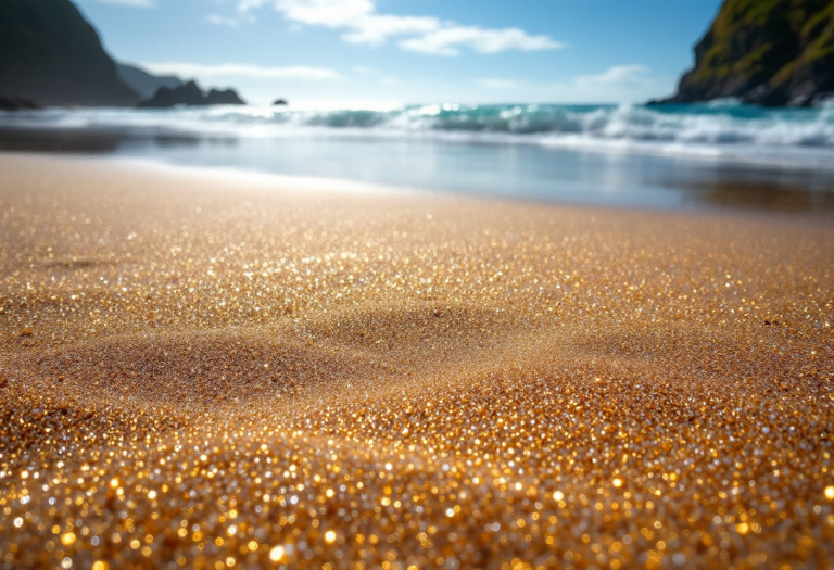 Spiaggia dorata sull'Isola del Sud in Nuova Zelanda