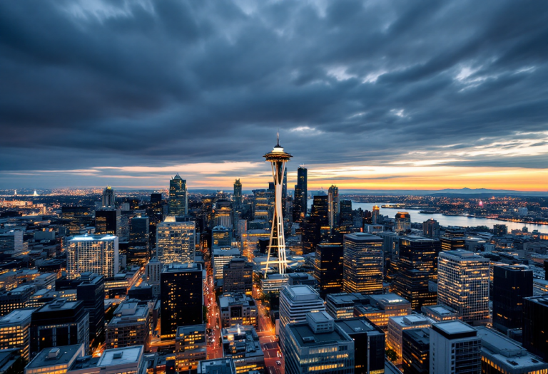Panorama di Seattle dal Columbia Center Sky View Observatory