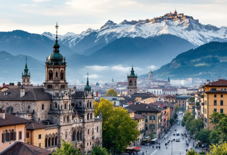 Panorama di Bergamo con storia e modernità in evidenza