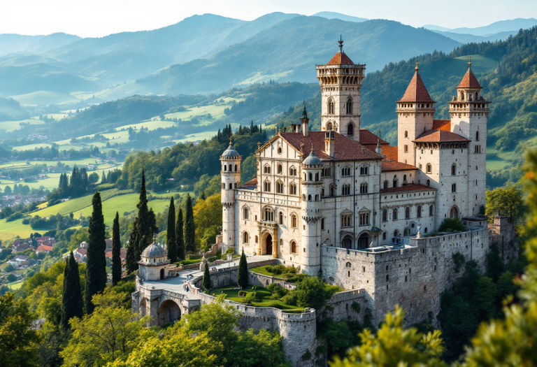 Vista panoramica di un castello italiano storico