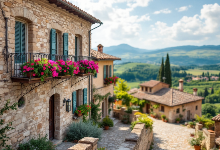 Panorama di Castignano con elementi storici e culturali