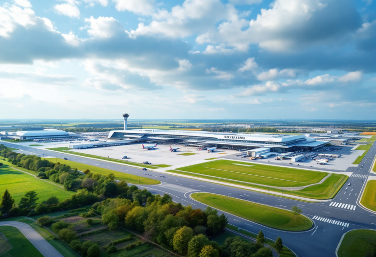 Mappa dell'aeroporto di Weeze con indicazioni di viaggio