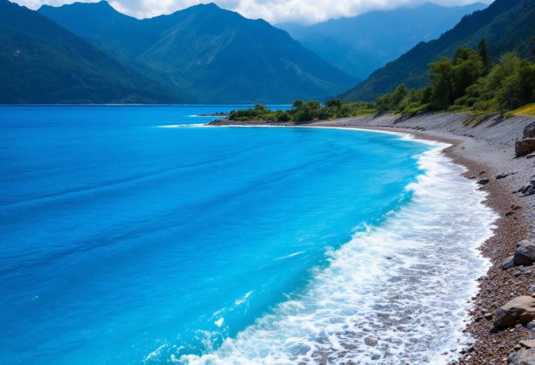 Vista panoramica del lago Segara Anak a Lombok