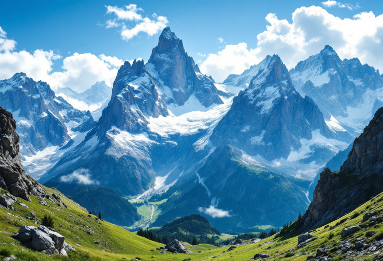 Panorama delle Alpi svizzere durante un viaggio