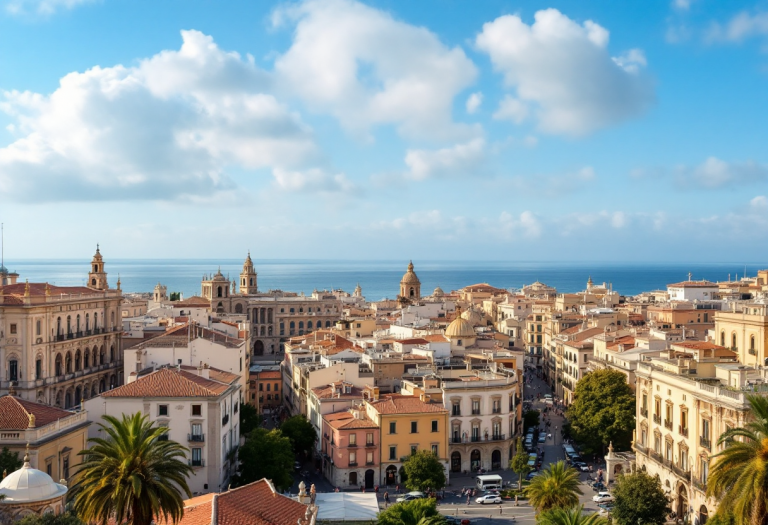 Vista panoramica di Messina, Sicilia con il mare