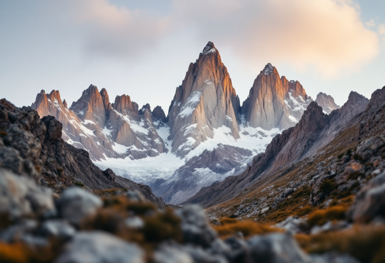 Vista panoramica del Monte Fitz Roy in Patagonia