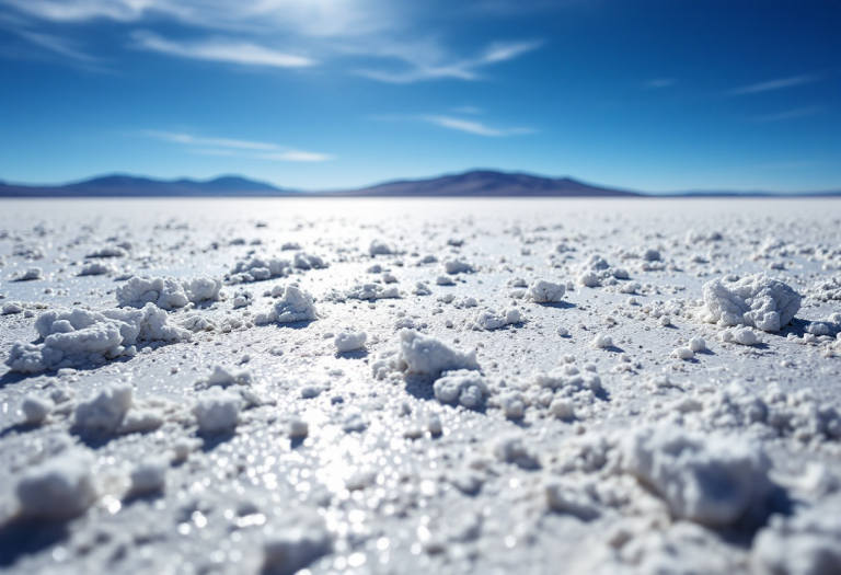 Panorama del Salar de Uyuni in Bolivia al tramonto